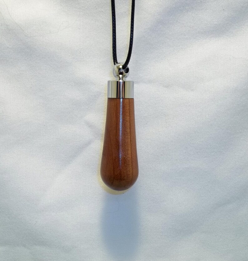 Red Cedar Artistic Hand Turned Wooden Keepsake Pendant Memorial Cremation Jewelry Ashes Necklace