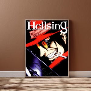 Affiche de Hellsing | Art mural anime Alucard | Impression manga vampire | Déco anime d'horreur sombre