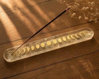 Räucherstäbchenhalter Mondphasen Esoterik Witchy Spiritualität weiß Gold