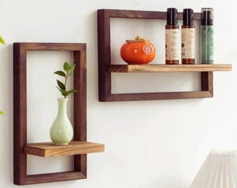 Estantes flotantes de madera de 2 piezas, estilo rústico de granja, para pared, decoración, almacenamiento colgante, dormitorio, baño, cocina y sala de estar.