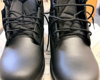 OpGear Stahlkappe Sicherheitsstiefel aus schwarzem Leder: Wasserfest, rutschfest, Kevlar-Einlegesohle