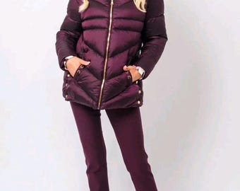 Designer Gerard burgundy longline puffer coat Size 12