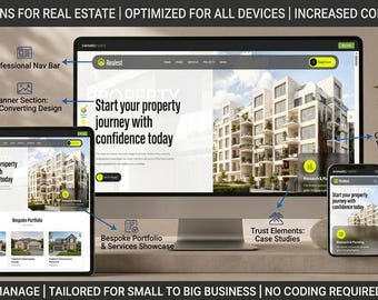Real-state custom website-ontwerp en responsive voor mobiel