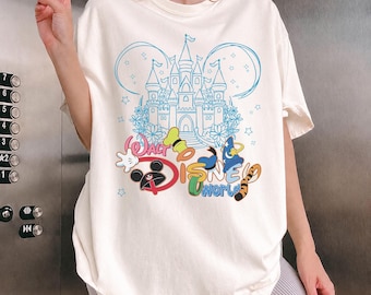 Vintage Walt Disney World Graphic T-Shirt, Retro Mickey Castle Tee, Disney Family Vacation Shirt, Magic Kingdom Outfit, Disneyland Trip Tee