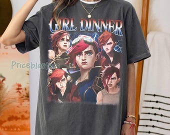 Girl Dinner Vi Arcane Shirt, Arcane Vintage T-Shirt, Vi League of Legends Retro Graphic Tee, Animation Character Shirt, Unisex Fan Shirt