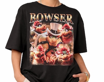 Camiseta de Bowser, camiseta gráfica de Nintendo Super Mario, camiseta de videojuegos estilo vintage de los 90, regalo retro para gamers del villano Rey Koopa
