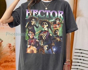 Camiseta vintage de Héctor Coco, camiseta retro de la película Coco de Pixar, camiseta gráfica de músico esqueleto, camiseta de la canción "Remember Me", conjunto familiar de Disney