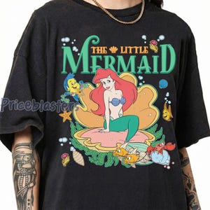 Vintage Disney Princess Ariel Shirt, Disney The Little Mermaid Shirt, Flounder and Sebastian Graphic Tee, Disneyland Matching Shirt image 4