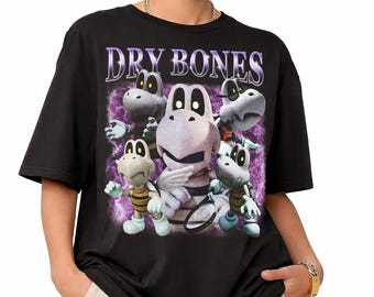 Dry Bones T-Shirt, Nintendo Super Mario Graphic Tee, Retro 90s Bootleg Style Gaming Tee, Super Mario Skeleton Shirt, Video Game Fan Gift
