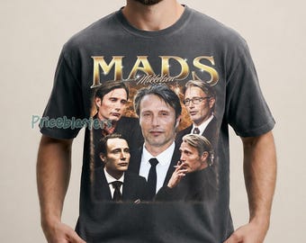 Mads Mikkelsen Shirt, Vintage 90s Bootleg Graphic Tee, Mads Mikkelsen Fan Gift, Hannibal Actor Homage Shirt, Gift for Women and Men