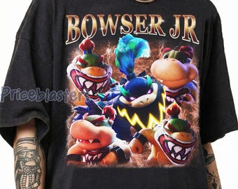 Bowser JR T-Shirt, Nintendo Super Mario Graphic Tee, Vintage 90s Style Video Game T-Shirt, King Koopa Villain Retro Gamer Gift