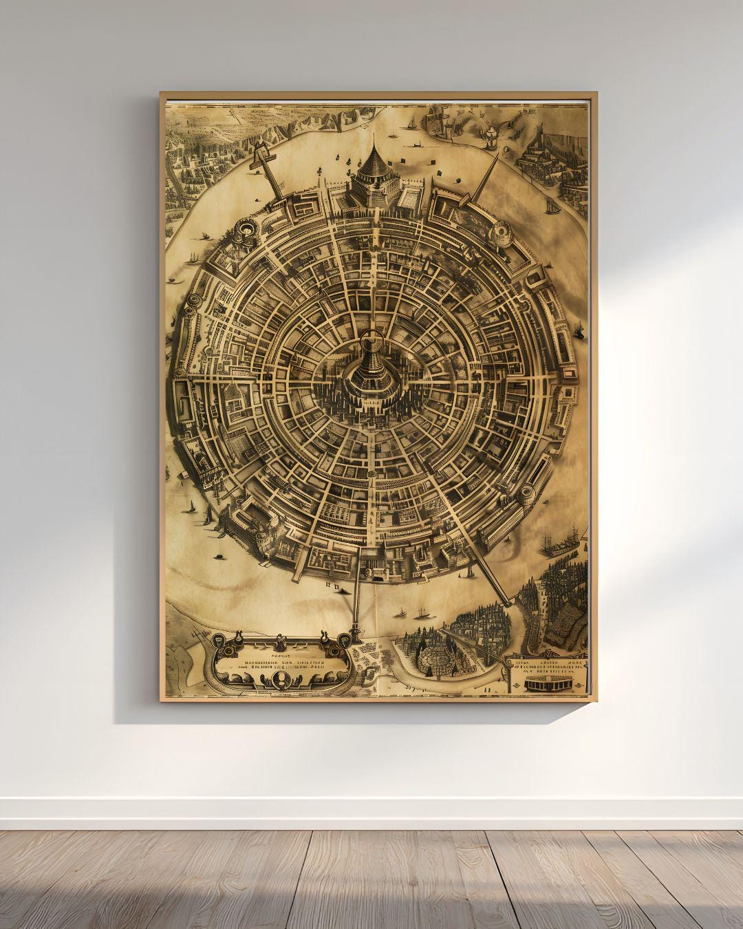 Parchment Map City Icon Ancient Circular City Map – Vintage Fantasy Parchment Print (instant ...
