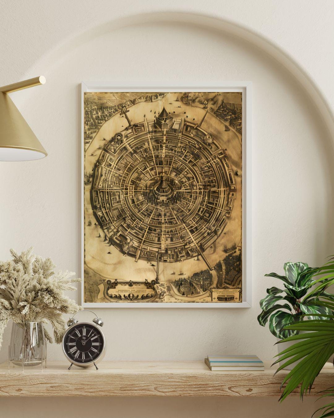 Parchment Map City Icon Ancient Circular City Map – Vintage Fantasy Parchment Print (instant ...