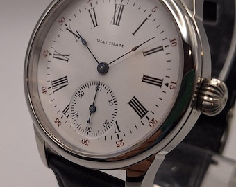 Zegarek kieszonkowy Waltham Vintage 6s z konwersją na zegarek 40 mm ze stali nierdzewnej z mechanizmem z 1903 r.