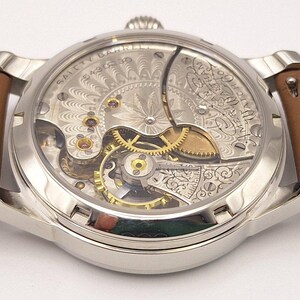 Waltham Vintage 6s fickur med äktenskapsnummer, ombyggt 40 mm rostfritt stål armbandsur, ca 1892, urverk bild 9