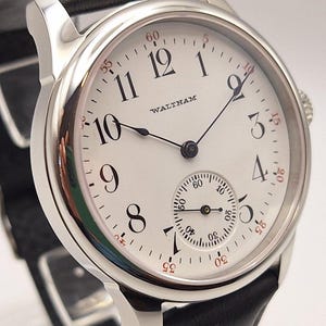 Waltham Vintage 6s Pocket Marriage Watch Conversion 40mm SS Wrist Watch 1904 Movement image 2