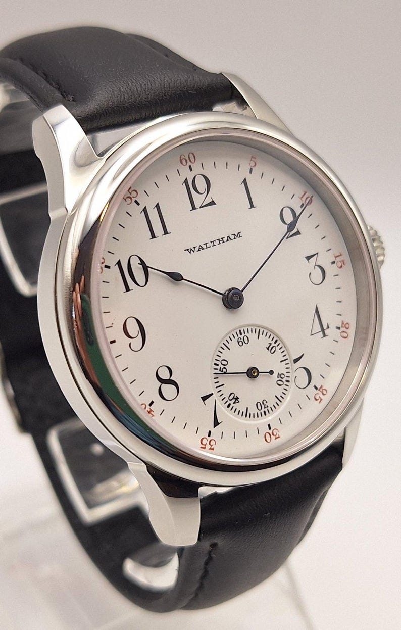 Waltham Vintage 6s Pocket Marriage Watch Conversion 40mm SS Wrist Watch 1904 Movement image 2