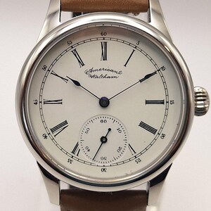 Waltham Vintage 6s fickur med äktenskapsnummer, ombyggt 40 mm rostfritt stål armbandsur, ca 1892, urverk bild 3