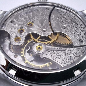 Waltham Vintage 6s fickur med äktenskapsnummer, ombyggt 40 mm rostfritt stål armbandsur, ca 1892, urverk bild 5
