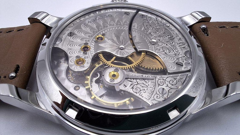Waltham Vintage 6s fickur med äktenskapsnummer, ombyggt 40 mm rostfritt stål armbandsur, ca 1892, urverk bild 5