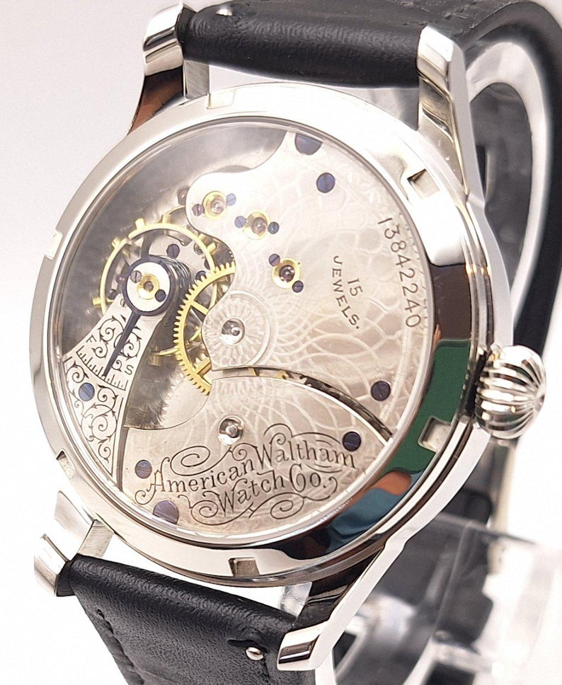 Waltham Vintage 6s Pocket Marriage Watch Conversion 40mm SS Wrist Watch 1904 Movement image 4