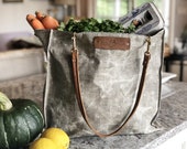 Bees Waxed Market Bag with Leather Straps