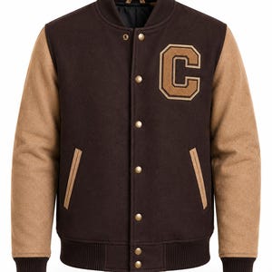 Custom Varsity Jacket Men, Personalized Letterman Jacket, Front Patch Customization, Multiple Colors Available