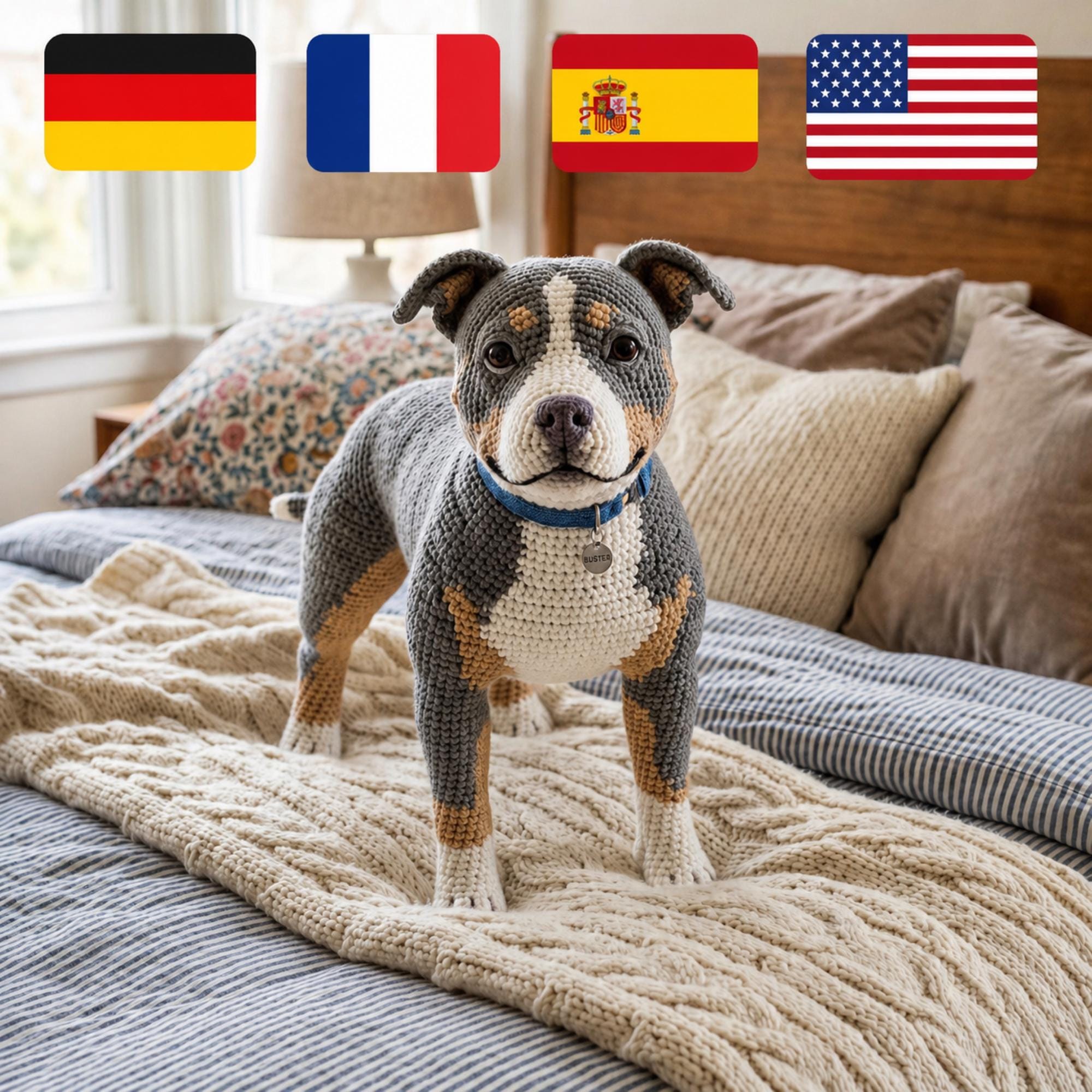 30 Pitbull Crochet Patterns for Amigurumi, Blankets, Pillows, and More 17 Multilingual Pitbull Amigurumi Dog Tutorial