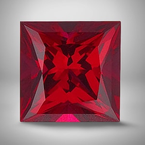 Rubino rosso sangue di piccione vivo, taglio quadrato, croce imperiale personalizzata, pietra preziosa sciolta per anello Art Déco, rosso cremisi acceso, forniture architettoniche per matrimoni