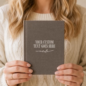 Personalized Linen Print Journal, Custom Name Hardcover Notebook, Printed Design (Not Fabric), Custom Color Cover, Sentimental Gift Idea