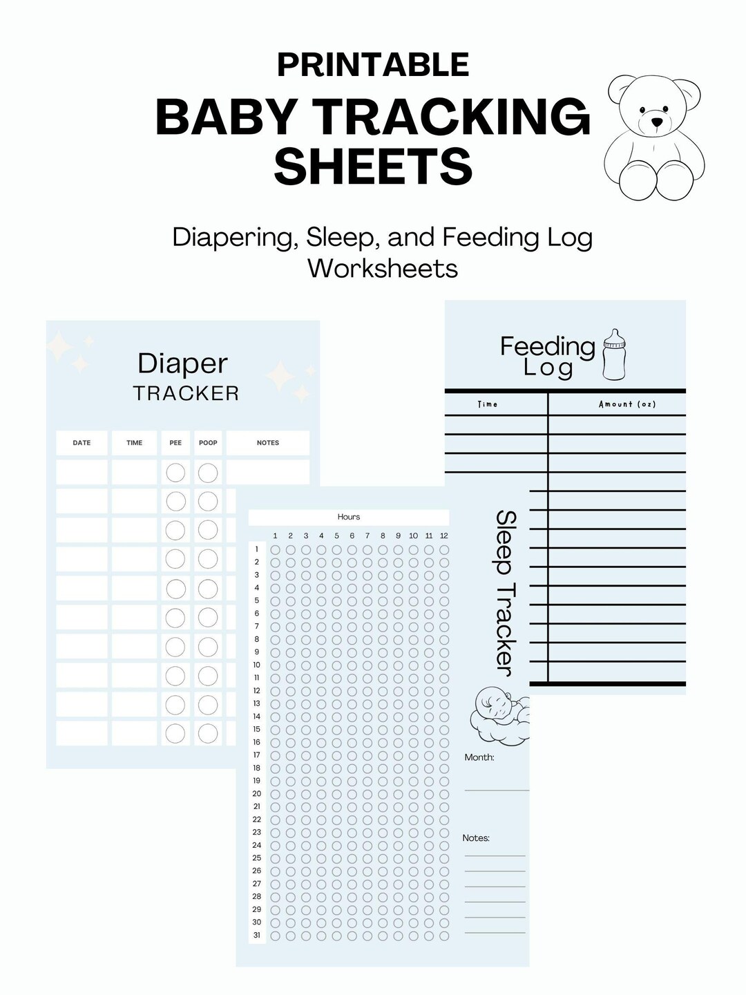 Baby Feeding, Diapering & Sleep Tracker Printable | Newborn Log PDF - Etsy