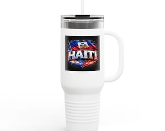 Haiti Flag Map Design Travel Mug 40oz | Insulated Tumbler