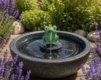Frosch für Solar Springbrunnen | Froschkönig mit oder ohne Krone | 3D Druck | Garten Deko | Wasserspiel Zubehör | Geschenk