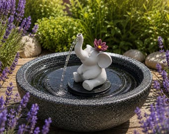 Elefant für Solarbrunnen | 3D-gedruckter Brunnenaufsatz | Gartendeko | Passend für Solarbrunnen | Handgemacht