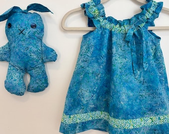 Vestido para niña pequeña con conejito (tallas 2T-3T)