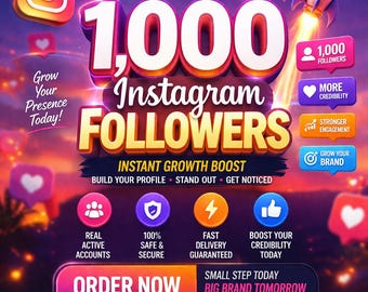 1000 seguidores en Instagram / Impulso de crecimiento instantáneo / Crea tu perfil / Entrega rápida y segura