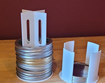 Juego organizador de tapas para tarros Mason – Anillos de boca ancha, soporte para tapas planas – Solución de almacenamiento para la cocina - Blanco
