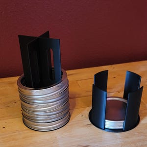 Juego organizador de tapas para tarros Mason – Anillos de boca ancha, soporte para tapas planas – Solución de almacenamiento para la cocina - Negro