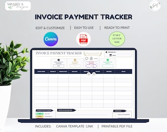 Invoice Payment Tracker | Small Business Finance Tracker | Client Invoice Log | Canva Editable Payment Tracker | Invoice Organizer