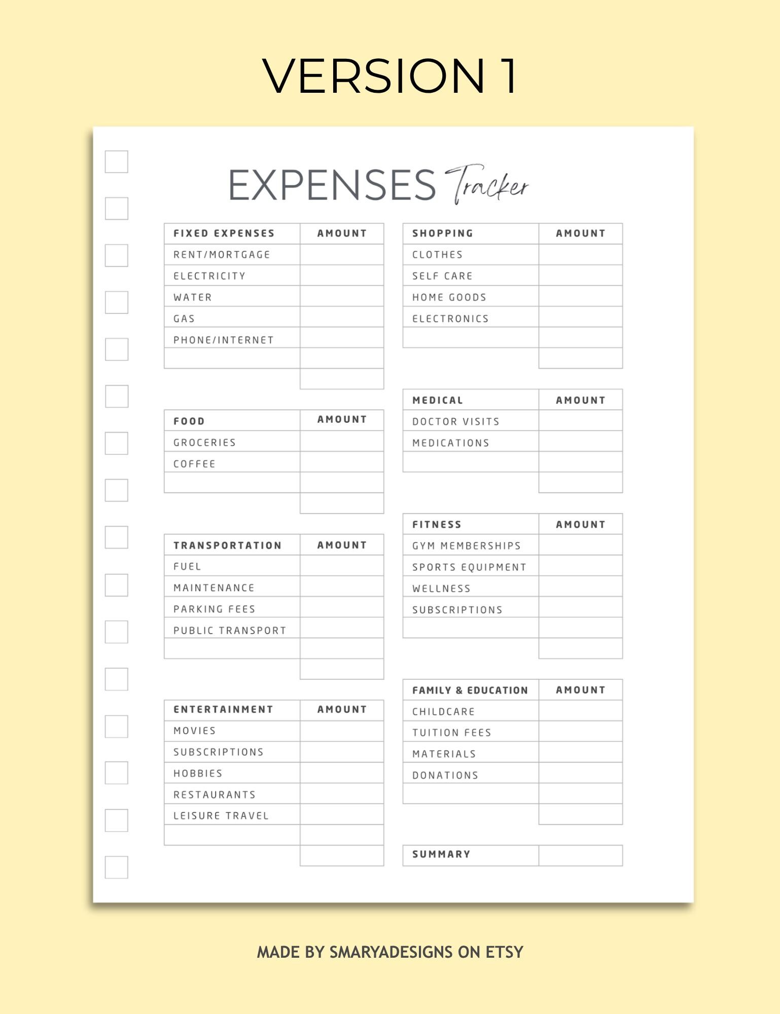Expenses Tracker Printable Template, Monthly Expense Editable Tracker ...