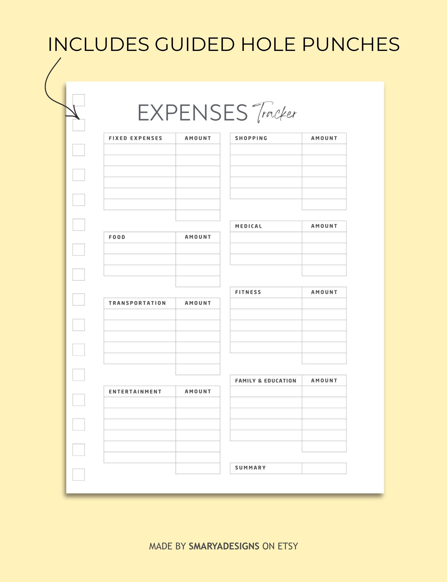 Expenses Tracker Printable Template, Monthly Expense Editable Tracker ...
