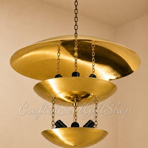 Customized Brass Chandelier | Handmade Mid Century Modern 6-Light Pendant | Luxury Polished Brass Ceiling Light | Statement Dining Room.