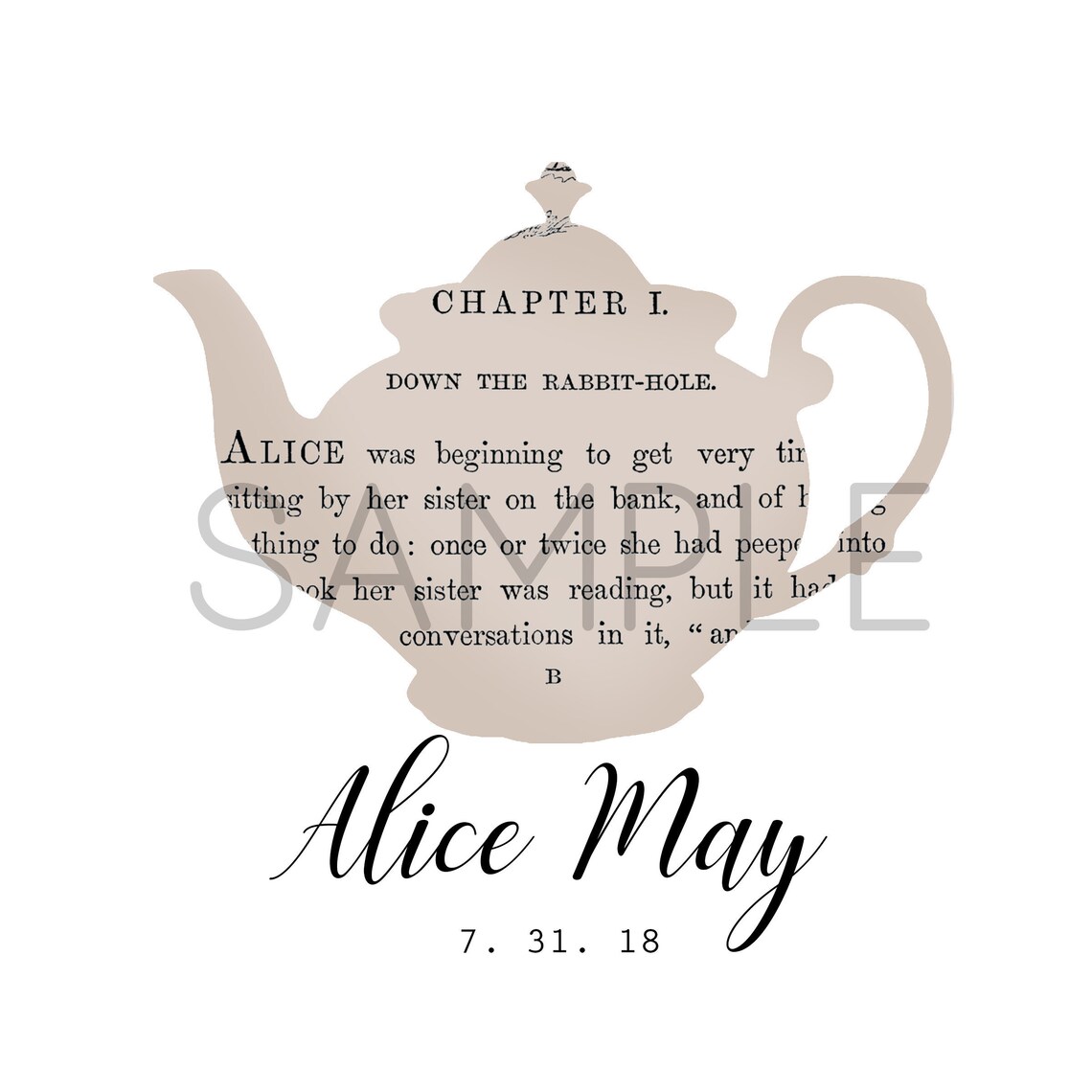 Alice in Wonderland Print Teapot | Etsy