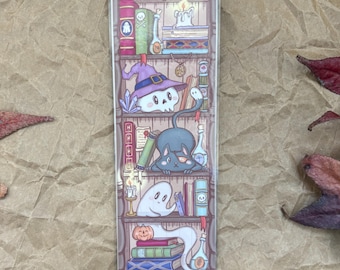 Spooky Library Bookmark / Haunted Bookshelf / Book Lover Gift
