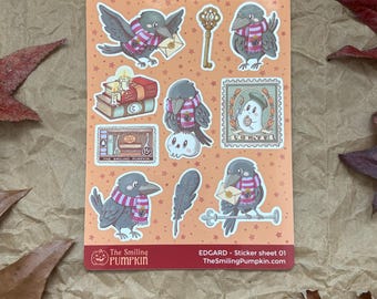 Edgard Sticker Sheet 01 / Spooky Cute Sticker / glossy paper planner stickers