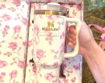 LoveShackFancy Stanley Tumbler – 40oz Pink Floral Quencher, Limited Edition