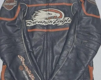 Chaqueta de motociclista de cuero de vaca negro para hombre Harley-Davidson – Estilo Screamin Eagle