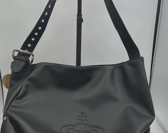 Vivienne Westwood Black Leather Small Shoulder Bag | Orb Logo Hobo Purse – All Countries Duty Paid