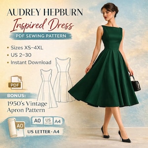 audrey hepburn green dress Audrey Hepburn' Style Polka Dot Short Sleeve Midi Dress – Modsele main image 0
