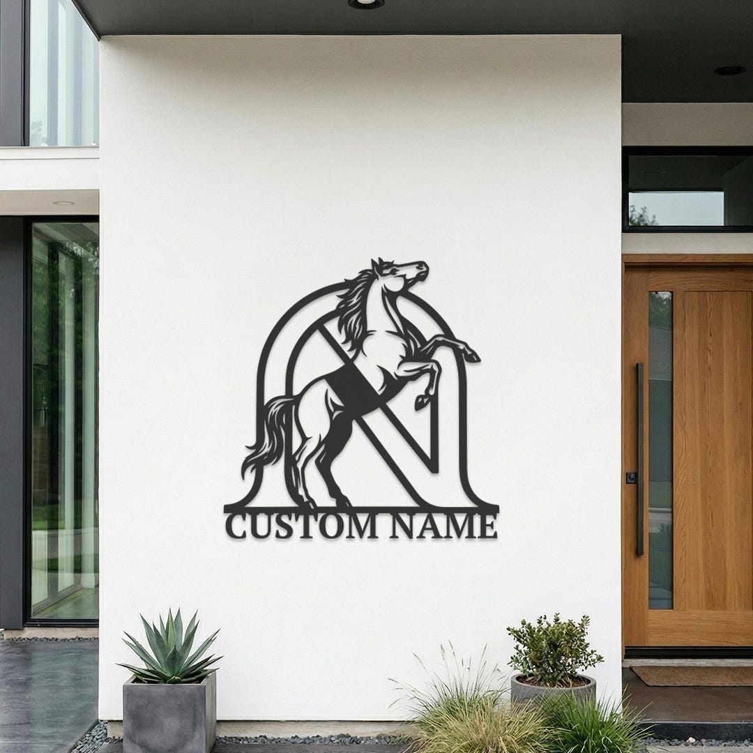 Monogram Ranch Horse Monogram Metal Wall Art, Personalized Name Sign, Equestrian Decor ...
